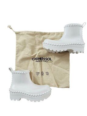 Carmen Sol Graziano Jelly Studded Boots White ( 38 / 8 )